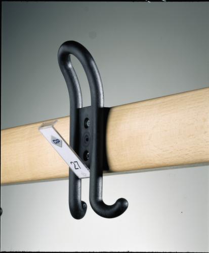 C+P Kleedkamerbank zwartgrijs met haken en houten latten