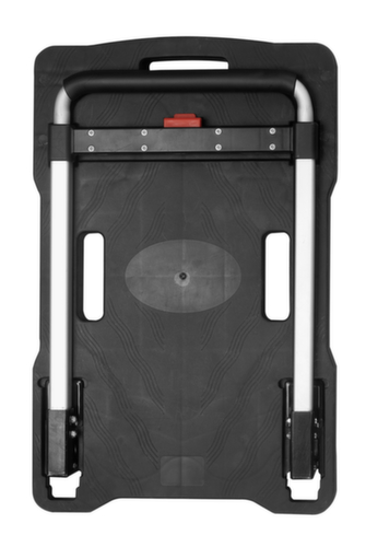 BS-ROLLEN In-/uitklapbare duwbeugelwagen met kunststof laadvlak, draagvermogen 150 kg, aluminium/zwart