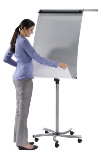 Franken verrijdbare flipover Pro Mobil met papierhouder, hoogte 1630 - 1950 mm