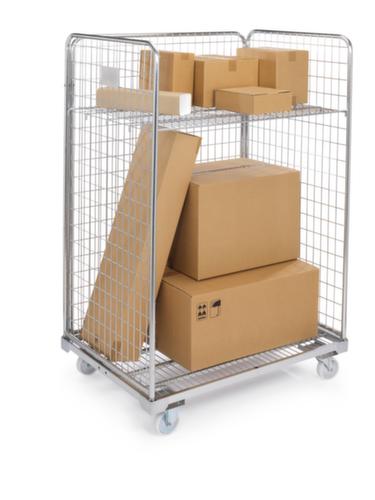 Rolcontainer met 3 gaaswanden, draagvermogen 500 kg, lengte x breedte 1200 x 800 mm