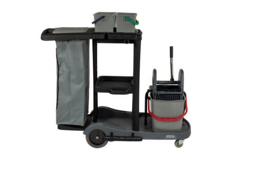 Reinigingswagen met zak van 120 liter en mopwringer, 4x4 l/2x17 l emmer in rood/blauw/groen/geel