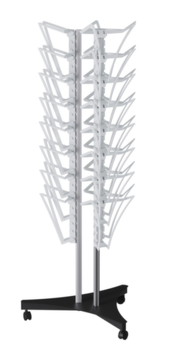 Paperflow Mobiele draaizuil voor folders Filario, 24 planken, onderstel zilverkleurig/zwart