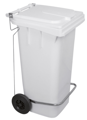 Verrijdbare pedaalemmer, 120 l, wit, deksel wit