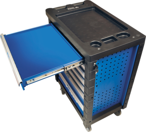 BLAUW/ZILVER Werkplaatswagen met 7 laden en 207 premium gereedschappen