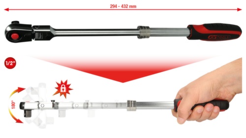 1/2" SlimPOWER telescopische koppeling omkeerbare ratel