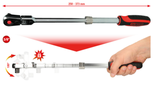 3/8" SlimPOWER telescopische joint omkeerbare ratel