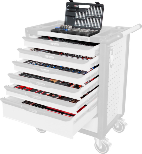 Universele systeeminbouwset voor 6 laden met 598 premium gereedschappen