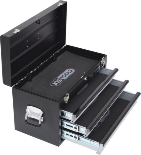 Gereedschapskist met 3 laden-zwart