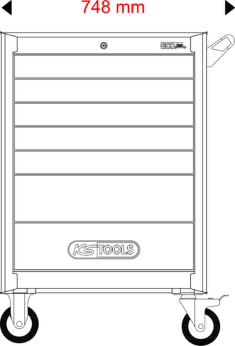 ECOline BLACK/ROT Werkplaatswagen met 7 laden en 598 premium gereedschappen