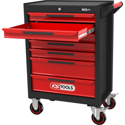 ECOline BLACK/ROT Werkplaatswagen met 7 laden