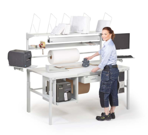 Treston Complete verpakkingstafel met geperforeerde plaat en afwikkelapparaat, breedte x diepte 1800 x 900 mm