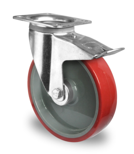 Cascoo Zwenkwiel met centrale rem, draagvermogen 200 kg, polyamide banden