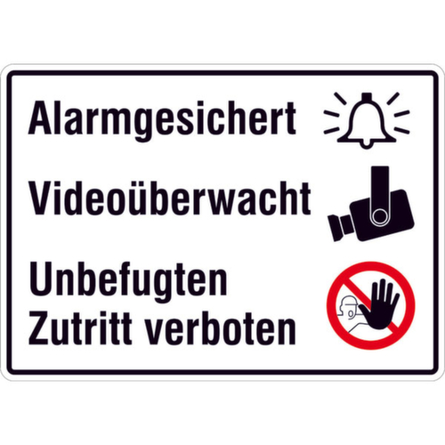 aanwijzingsbord SafetyMarking®, "Beveiligd met alarm"
