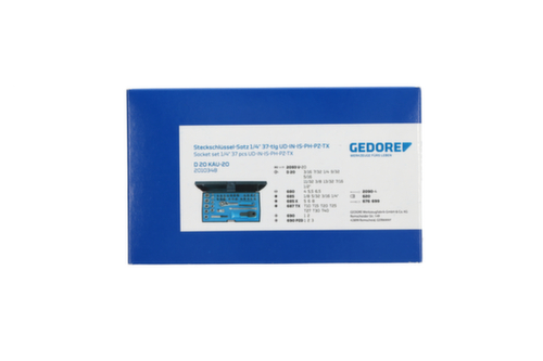 D 20 KAU-20 Dopsleutelset 1/4" 37-delig UD-IN-IS-PH-PZ-TX