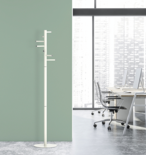 MAUL Staande kapstok MAULcaurus, met 7 haken, RAL9003 signaalwit