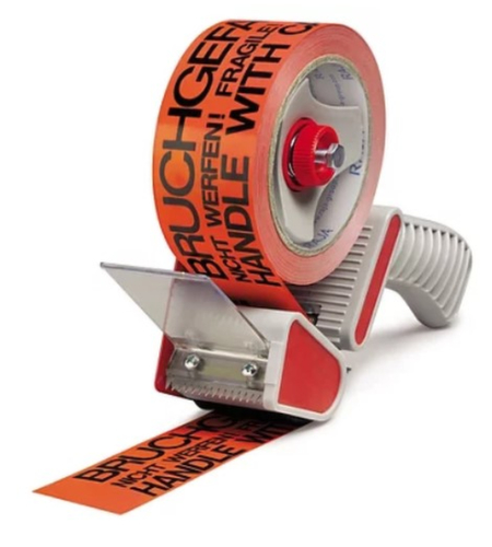 Handdispenser set met 36 rollen PVC waarschuwingstape, voor bandbreedte 50 mm