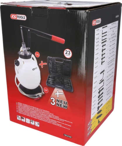 KS Tools Universal gear oil filling system set with 23-piece adapter set