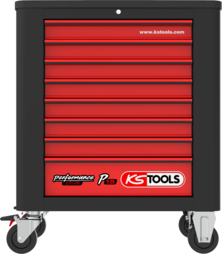 KS Tools PERFORMANCEplus P15 BLACK/ROT Workshop trolley with 8 drawers