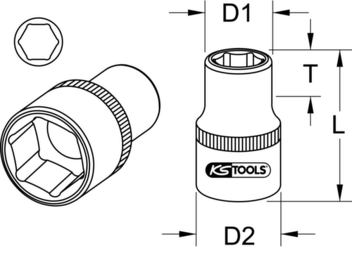 KS Tools 1/2" CHROMEplus hexagon socket