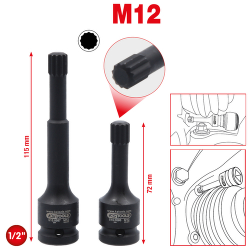 KS Tools 1/2" special power bit socket set multi-tooth