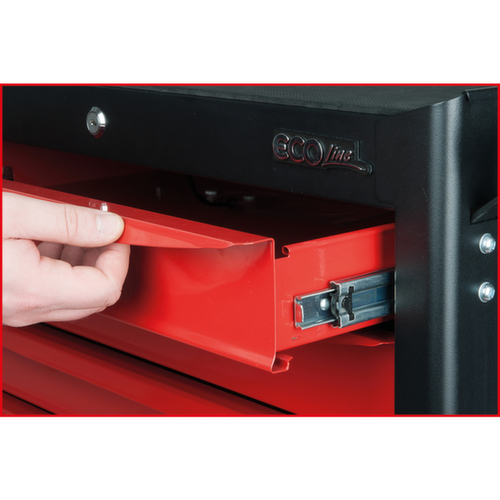 ECOline BLACK/ROT Werkplaatswagen met 7 laden en 598 premium gereedschappen