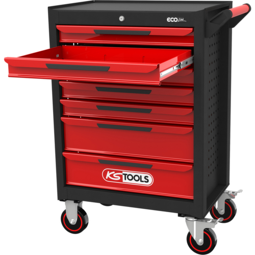 ECOline BLACK/ROT Werkplaatswagen met 7 laden en 598 premium gereedschappen