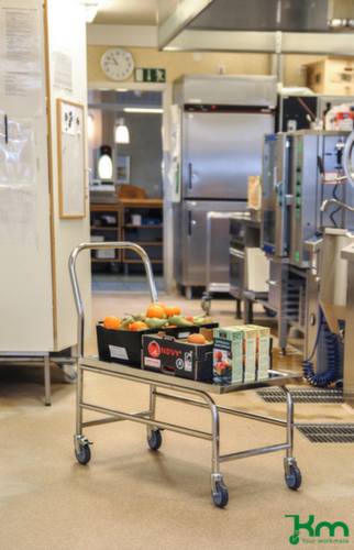 Kongamek RVS duwbeugelwagen, draagvermogen 100 kg, laadvlak lengte x breedte 735 x 390 mm