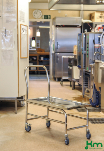 Kongamek RVS duwbeugelwagen, draagvermogen 100 kg, laadvlak lengte x breedte 735 x 390 mm