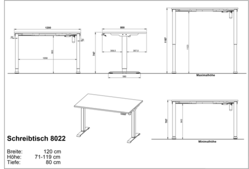 Elektrisch in hoogte verstelbaar bureau GW-PROFI 3.0
