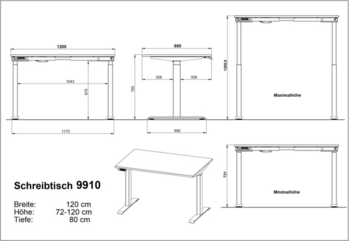 In hoogte verstelbaar bureau GW-BEDANO