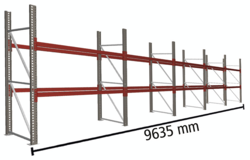 META Palletstelling MULTIPAL voor 30 pallets, 9635 mm breed, 2 opslagniveaus