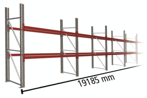 META Palletstelling MULTIPAL voor 60 pallets, 19185 mm breed, 2 opslagniveaus