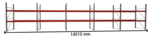 META Palletstelling MULTIPAL voor 45 pallets, 14010 mm breed, 2 opslagniveaus