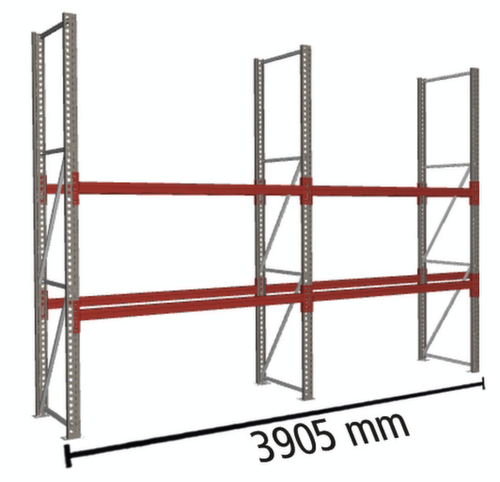 META Palletstelling MULTIPAL voor 12 pallets, 3905 mm breed, 3 opslagniveaus