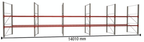 META Palletstelling MULTIPAL voor 45 pallets, 14010 mm breed, 3 opslagniveaus