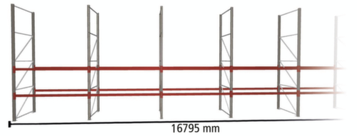 META Palletstelling MULTIPAL voor 54 pallets, 16795 mm breed, 3 opslagniveaus