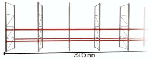 META Palletstelling MULTIPAL voor 81 pallets, 25150 mm breed, 3 opslagniveaus