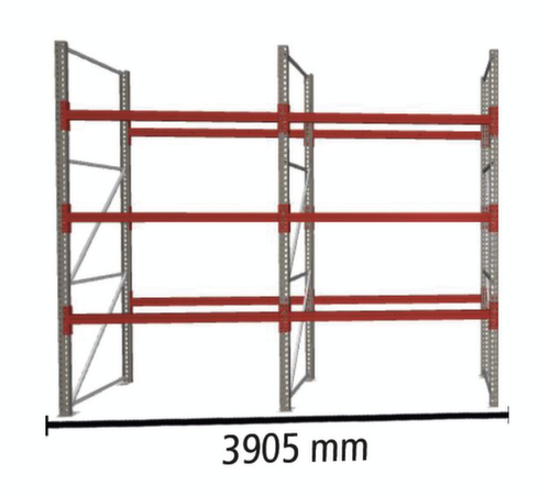 META Palletstelling MULTIPAL voor 16 pallets, 3905 mm breed, 4 opslagniveaus