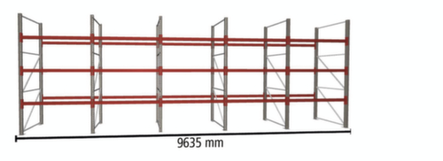 META Palletstelling MULTIPAL voor 40 pallets, 9635 mm breed, 4 opslagniveaus