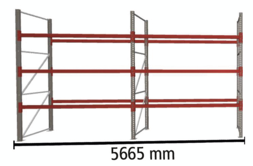 META Palletstelling MULTIPAL voor 24 pallets, 5665 mm breed, 4 opslagniveaus