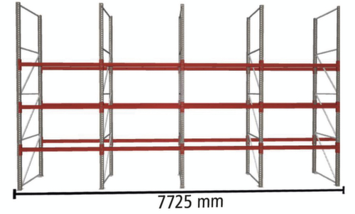 META Palletstelling MULTIPAL voor 32 pallets, 7725 mm breed, 4 opslagniveaus