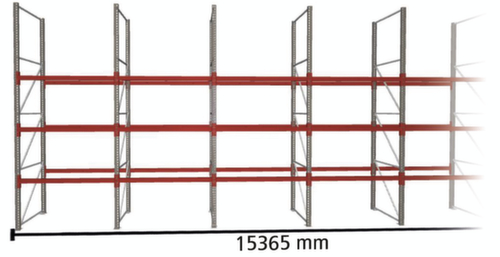 META Palletstelling MULTIPAL voor 64 pallets, 15365 mm breed, 4 opslagniveaus