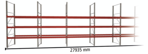 META Palletstelling MULTIPAL voor 120 pallets, 27935 mm breed, 4 opslagniveaus