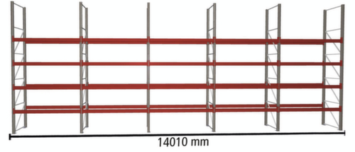 META Palletstelling MULTIPAL voor 50 pallets, 14010 mm breed, 5 opslagniveaus