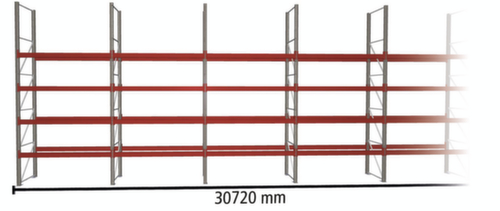 META Palletstelling MULTIPAL voor 110 pallets, 30720 mm breed, 5 opslagniveaus