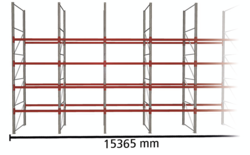 META Palletstelling MULTIPAL voor 80 pallets, 15365 mm breed, 5 opslagniveaus