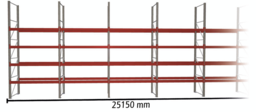 META Palletstelling MULTIPAL voor 135 pallets, 25150 mm breed, 5 opslagniveaus