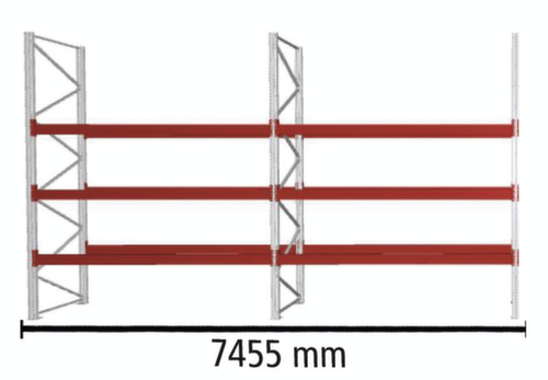 META Palletstelling MULTIPAL voor 32 pallets, 7455 mm breed, 4 opslagniveaus