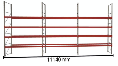 META Palletstelling MULTIPAL voor 60 pallets, 11140 mm breed, 5 opslagniveaus