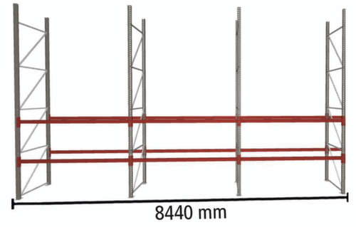META Palletstelling MULTIPAL voor 18 pallets, 8440 mm breed, 3 opslagniveaus